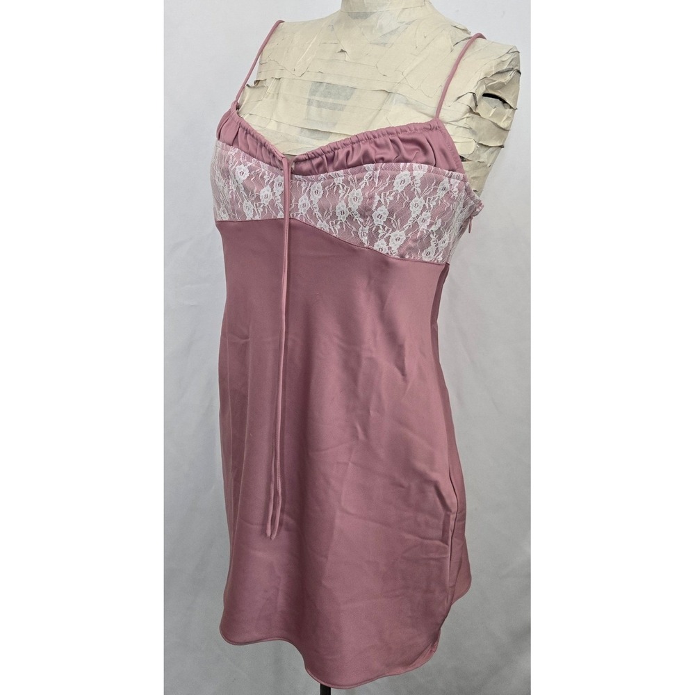 Urban Outfitters Cami Mini Slip Dress Lace Trim‎ Pink Babydoll Womens S/M Baddie